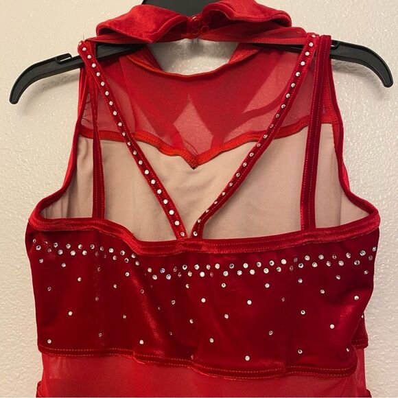 WEISSMAN solo Dance Costume red Crystal feather Leotard queen of hearts 15752 MA - Picture 6 of 13